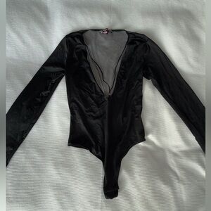 Victoria's Secret Black Deep V Bodysuit